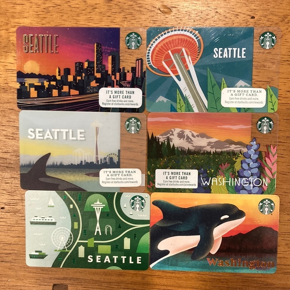 *NEW* COLLECTIBLE - STARBUCKS CARDS Seattle and Washington Themed Gift cards
